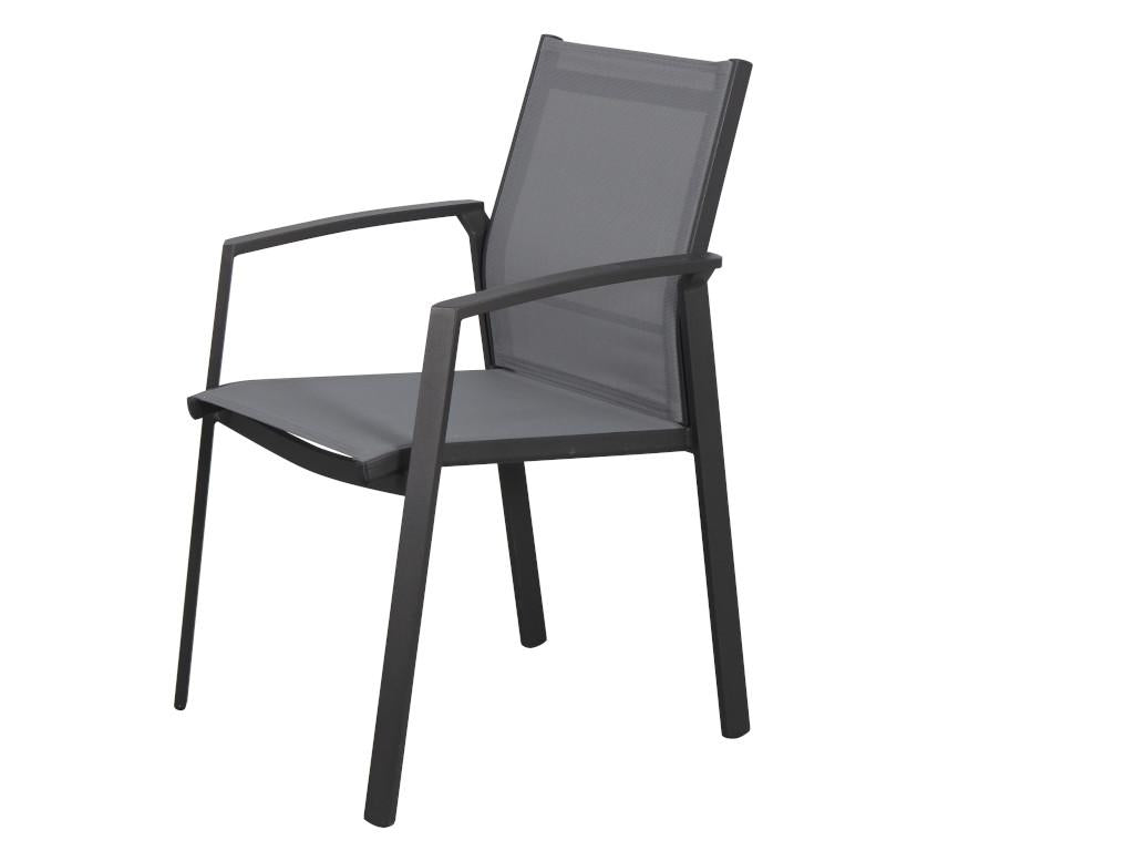 Set of 2 stackable aluminum garden chairs - Anthracite - Homelumiere