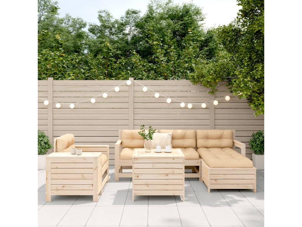 7-piece garden furniture set, solid pine wood 15202IIXS