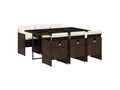7-piece brown rattan garden dining set and cushions 82029JVKB