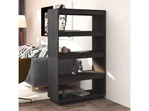 Bookshelf/Room Divider, Grey, 80x35x135 cm, Solid Pine, 43610FDYY