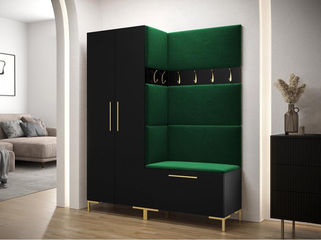 Bohometop 100 Entryway Unit 196x158x44cm Black Laminate - Tapestry Freestanding - Wall-mounted 33661UYPS