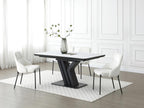 Bohometop Extendable Dining Table for 6 to 8 People in Ceramic and Metal - White and Black Marble Effect - Bohometop 20412HYZN