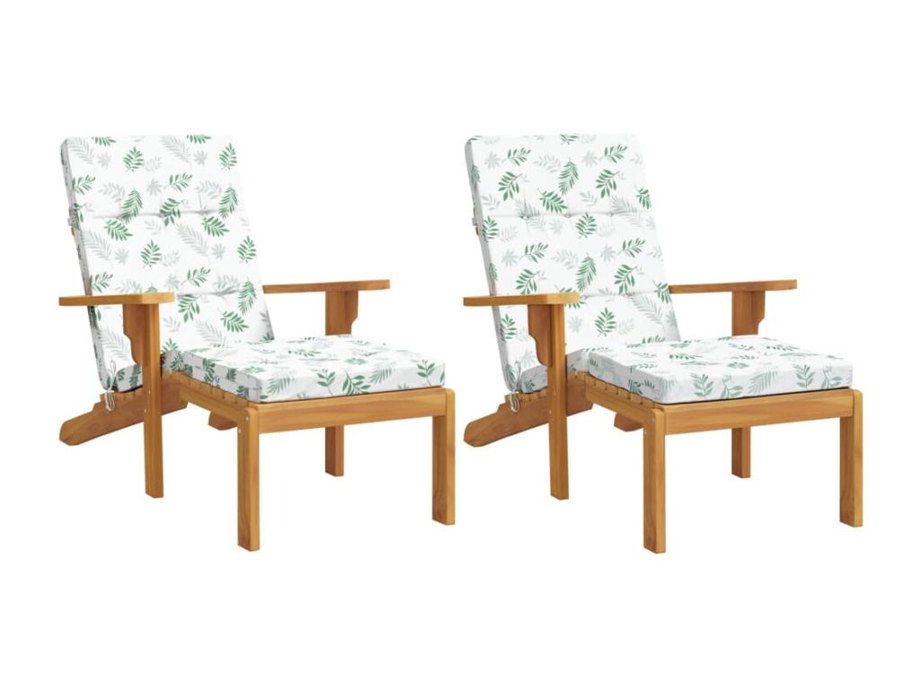 Set of 2 leaf pattern chaise lounge cushions