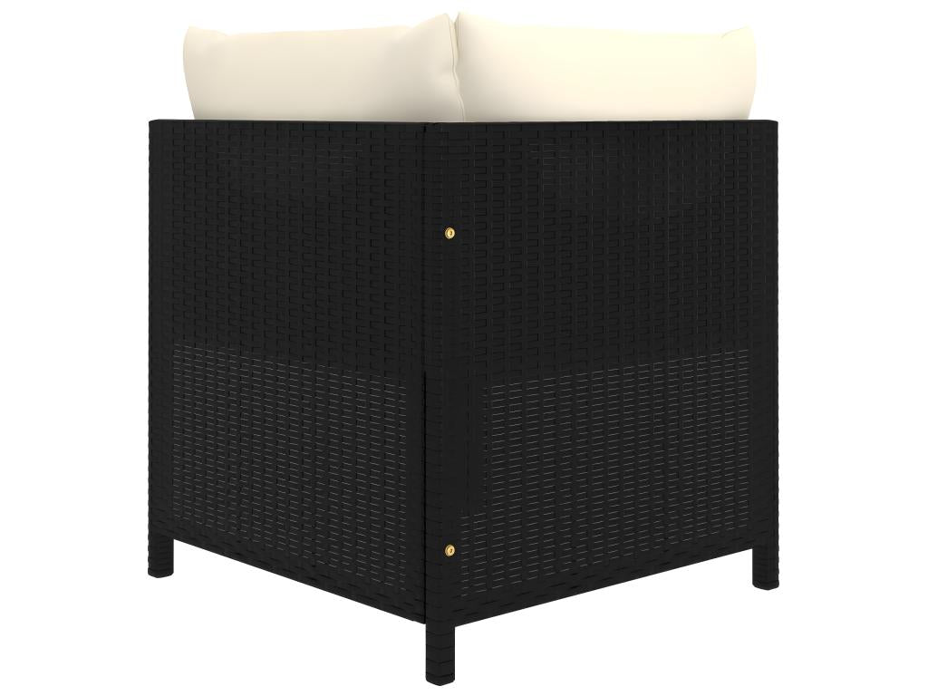 2-seater garden sofa with cushions, black woven resin, 78155ZEOC