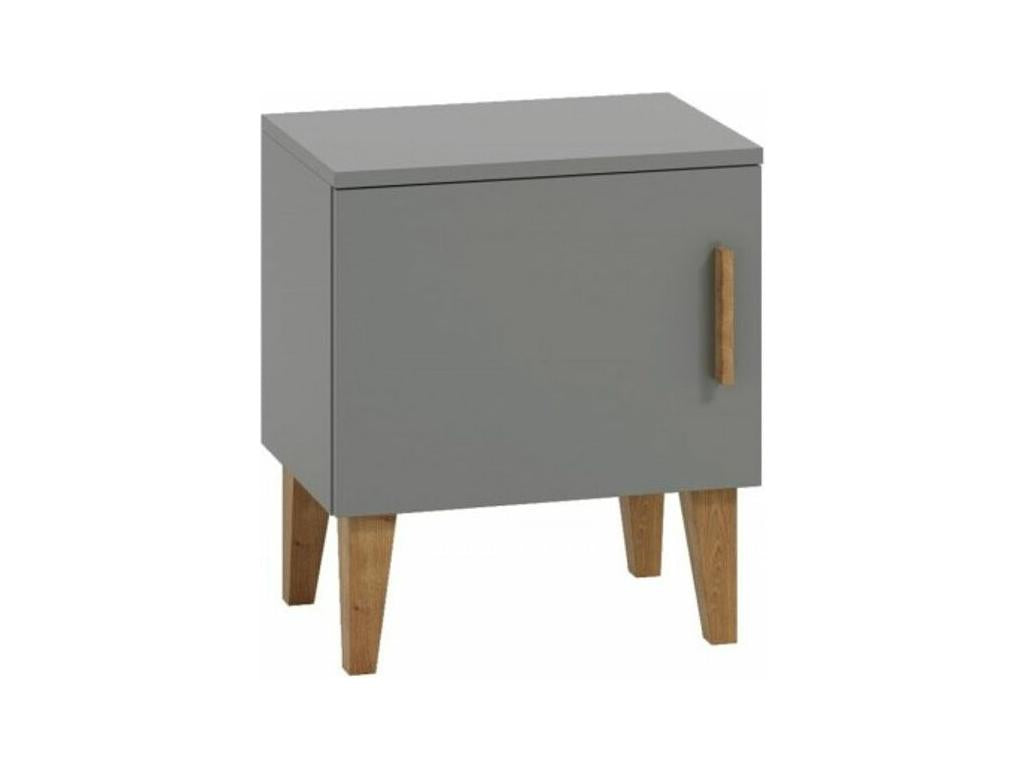 Children's bedside table in grey with oak wood legs Bohometop 40043ZPOG