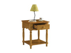 Bedside table with 1 drawer, solid pine, honey finish, 4 turned legs, 1 niche, W 51 H 59 D 43.7 cm, 02246PXRM