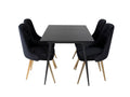 Bohometop extendable table set (120/160 cm length), black, and 4 Velvet Bohometop chairs in black velvet with brass trim. 94548ZFEF