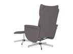 Reclining armchair with footrest, grey faux leather, 47971FJQJ