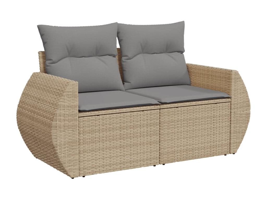 9-piece garden furniture set with cushions, beige wicker resin, 40186OADR
