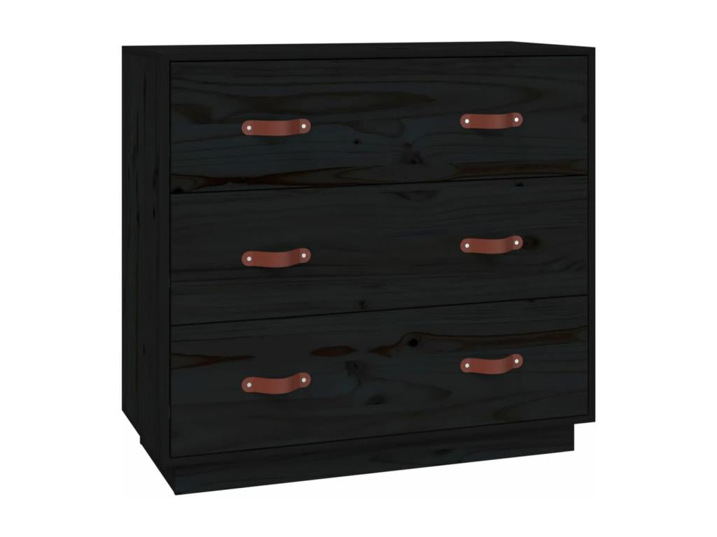 Black Sideboard 80x40x75 cm Solid Pine Wood 47843BVVO