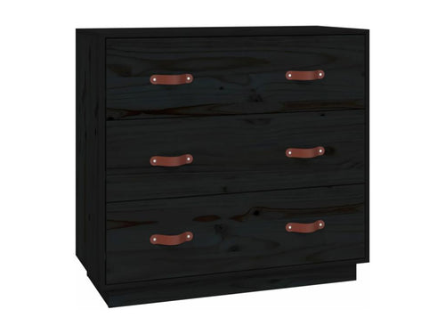 Black Sideboard 80x40x75 cm Solid Pine Wood 47843BVVO