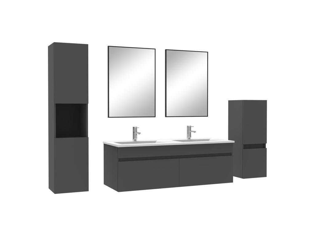 120cm Bathroom Furniture Set with Wall-Mounted Mirror Column, Anthracite 08568NMTT