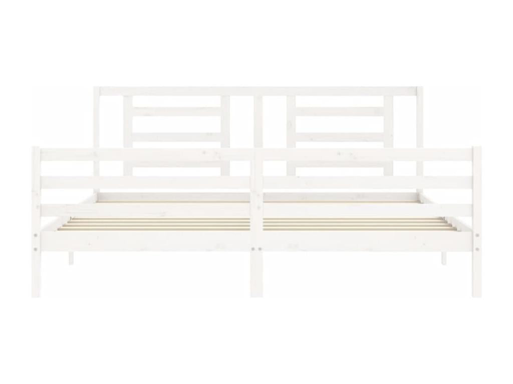 Bed frame with white headboard, Super Bohometop Size, solid wood, 06000HDYL