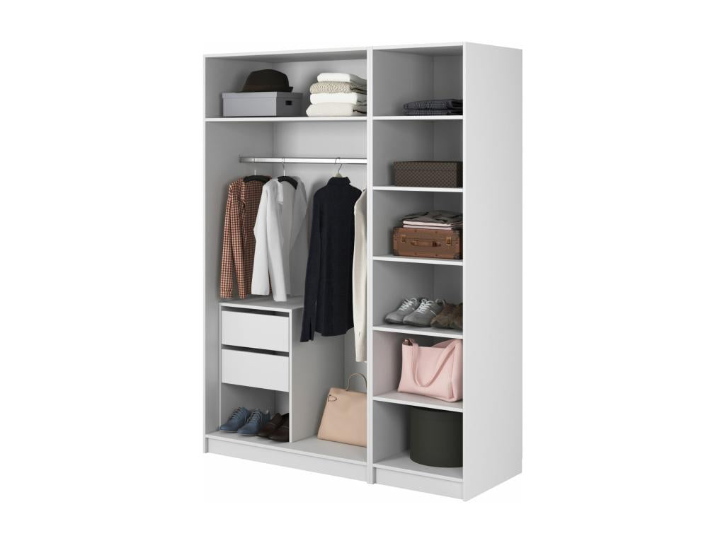 3-door wardrobe with long hanging rail and drawers - 150 cm - white - Bohometop 88792BJYQ