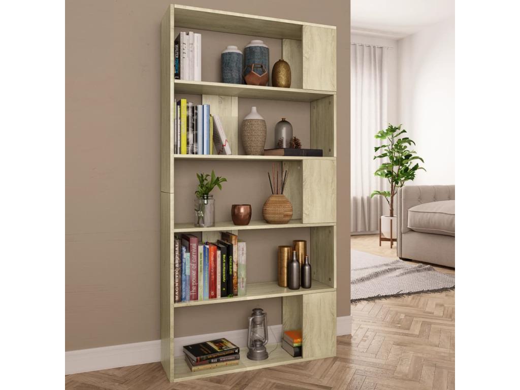 Nidchicshop Oak Engineered Wood Bookshelf/Room Divider 04085QGJJ