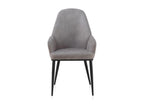 Set of 2 light grey upholstered armchairs with black metal legs 04228RKQH