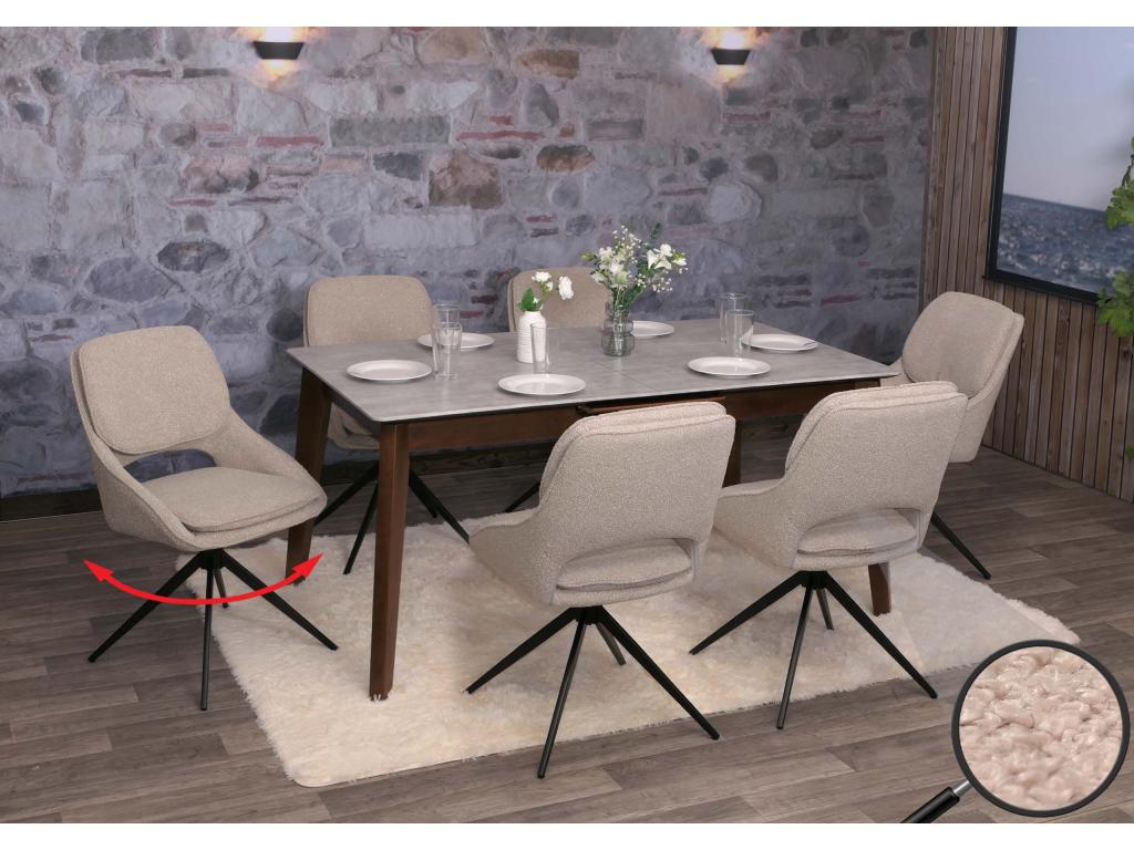 Homelumiere-N74 dining chair, set of 6, beige