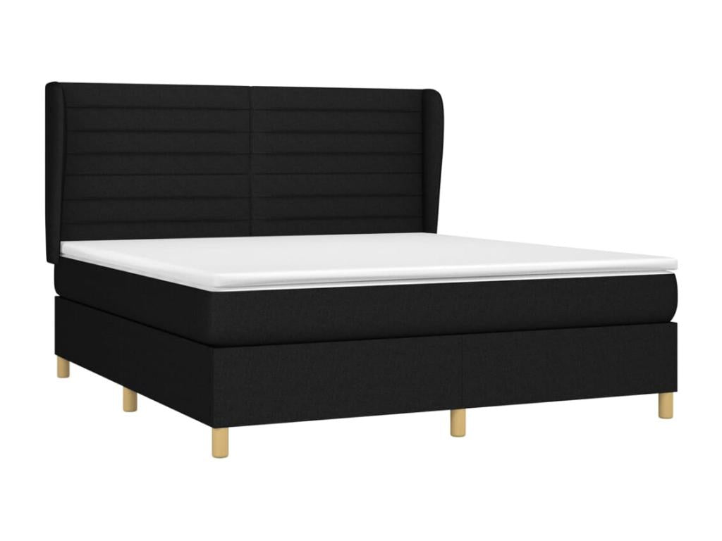 Upholstered bed base with mattress, black, 180x200 cm, fabric, 23722EXXU