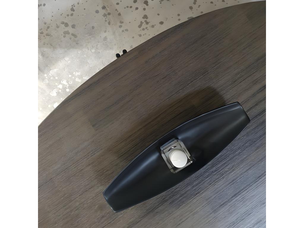 Homelumiere oval coffee table in ash-colored wood with metal base - Homelumiere