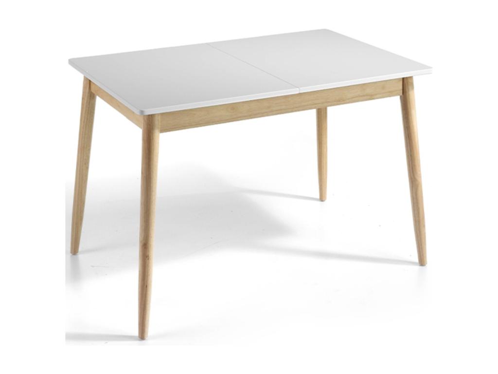 Bohometop extendable dining table, matte white and oak wood, 120 to 160cm, 75710NRHK