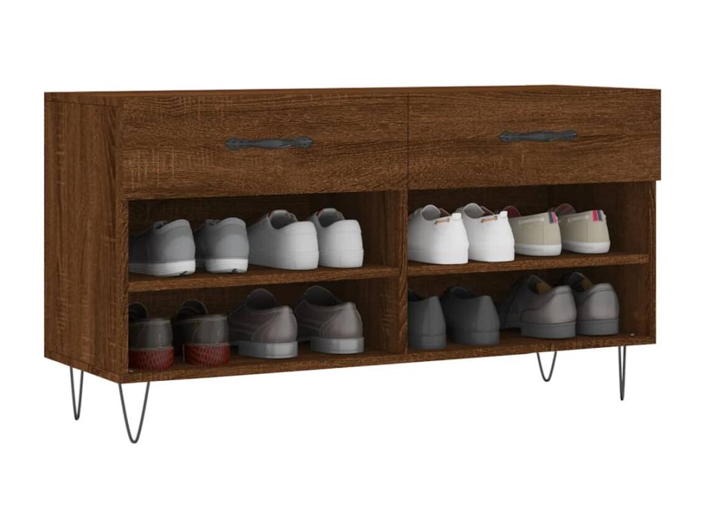 Brown oak shoe bench 102x35x55 engineered wood 37993JUDF