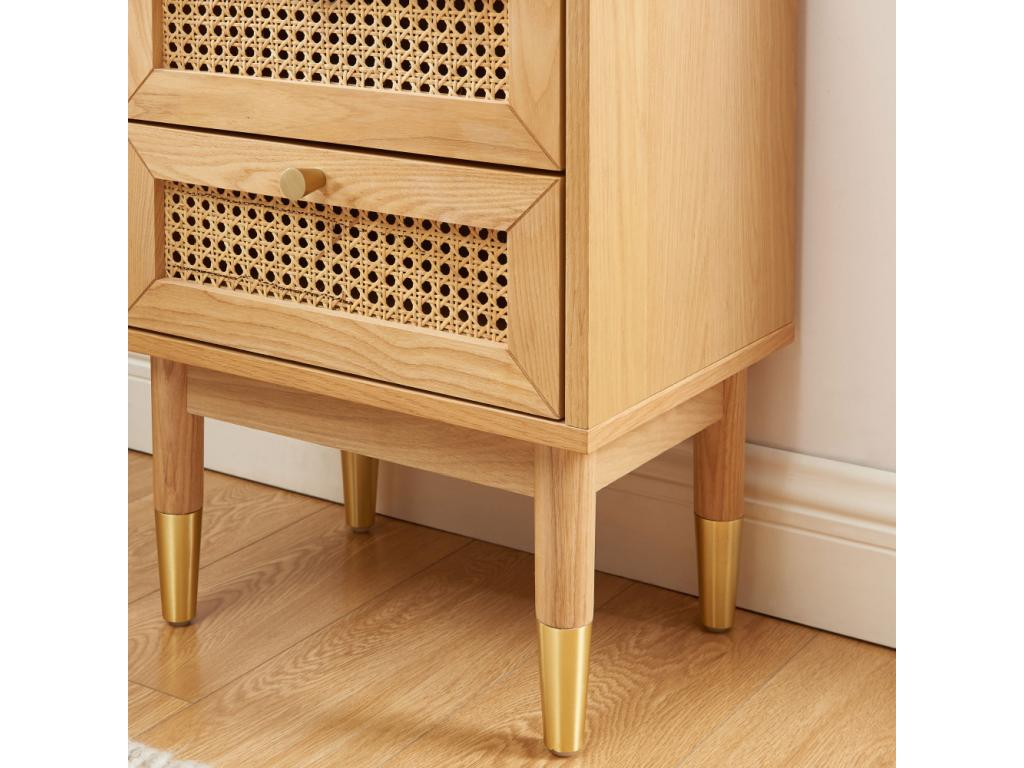 Bohometop - 2-Drawer Bedside Table in Wood and Cane - Light Wood 51167BYGW