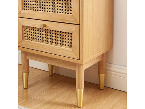 Bohometop - 2-Drawer Bedside Table in Wood and Cane - Light Wood 51167BYGW
