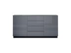 Bohometop 160cm sideboard with 2 doors and 4 drawers - Black and glossy grey. 35920HBPC