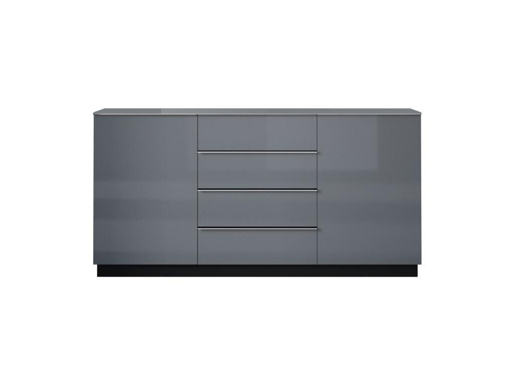 Bohometop 160cm sideboard with 2 doors and 4 drawers - Black and glossy grey. 35920HBPC