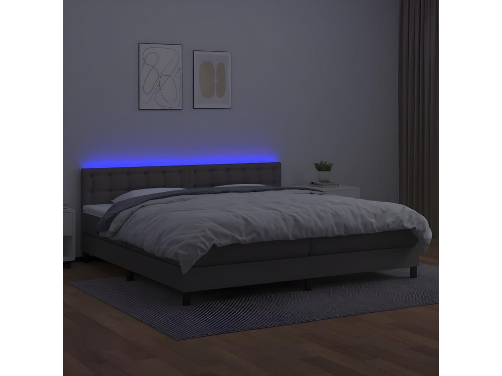 Bohometop bed base with mattress and LED lighting, Grey, 200x200 cm, 32143JXOT