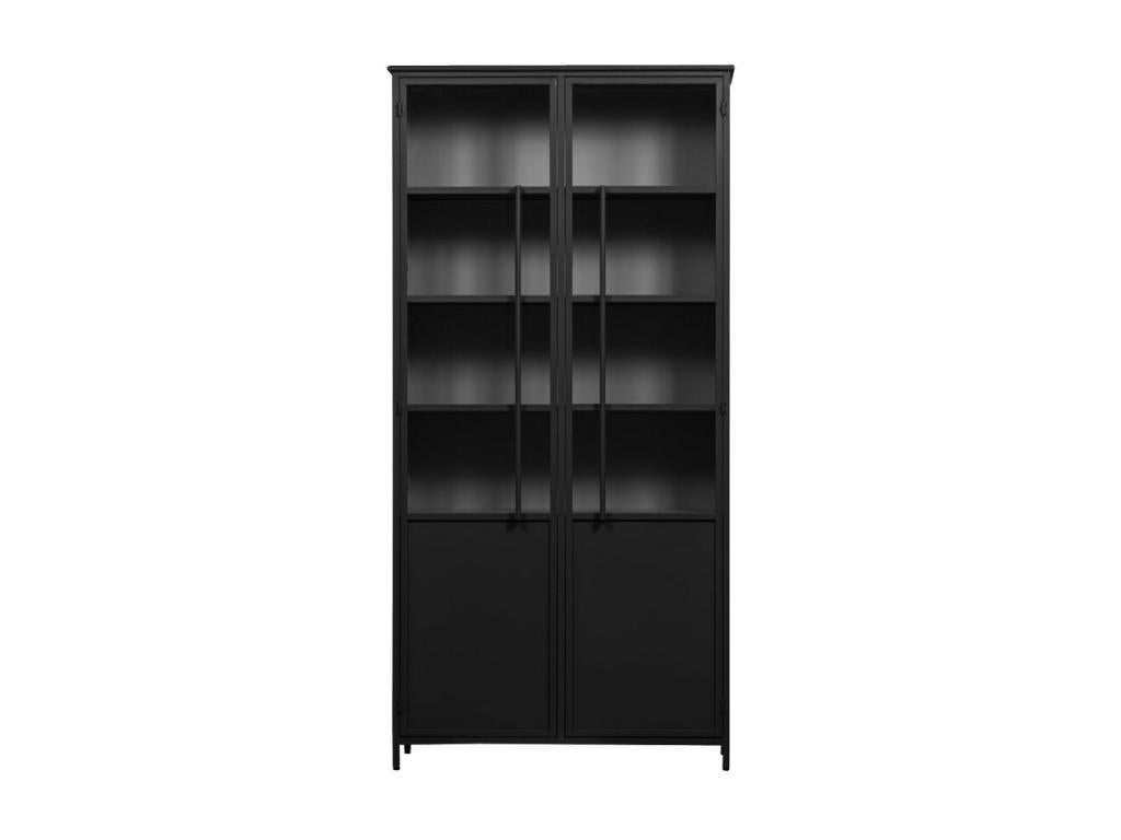 Bohometop - 2-Door Metal Display Cabinet H200cm - Black 75575DIFN