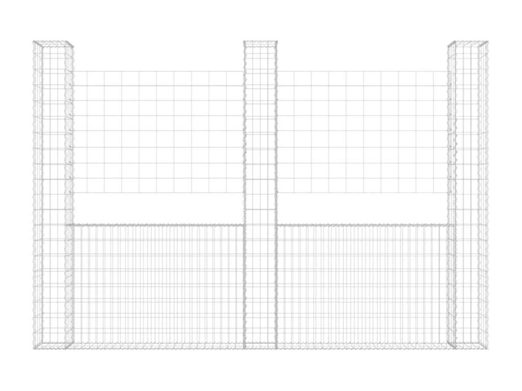 U-shaped gabion basket with 3 iron posts, 260x20x200 mm, 72092LGNF