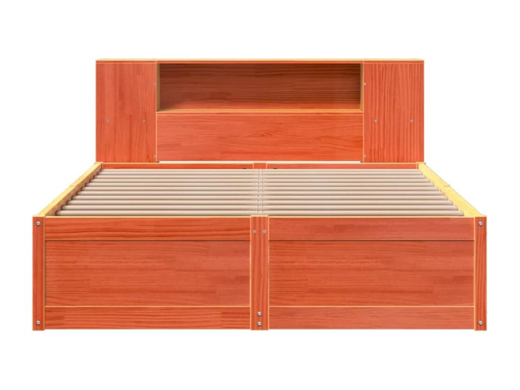 Bed frame without mattress, brown wax finish, 150x200cm, solid pine wood, 02880OYDK