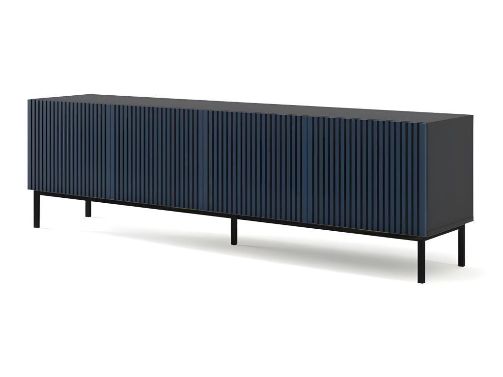 TV stand/Hi-Fi cabinet on legs, Black/Navy Blue, 200x42x58cm, Nidchicshop, Painted, Black Framed Legs, 43656ZKIR