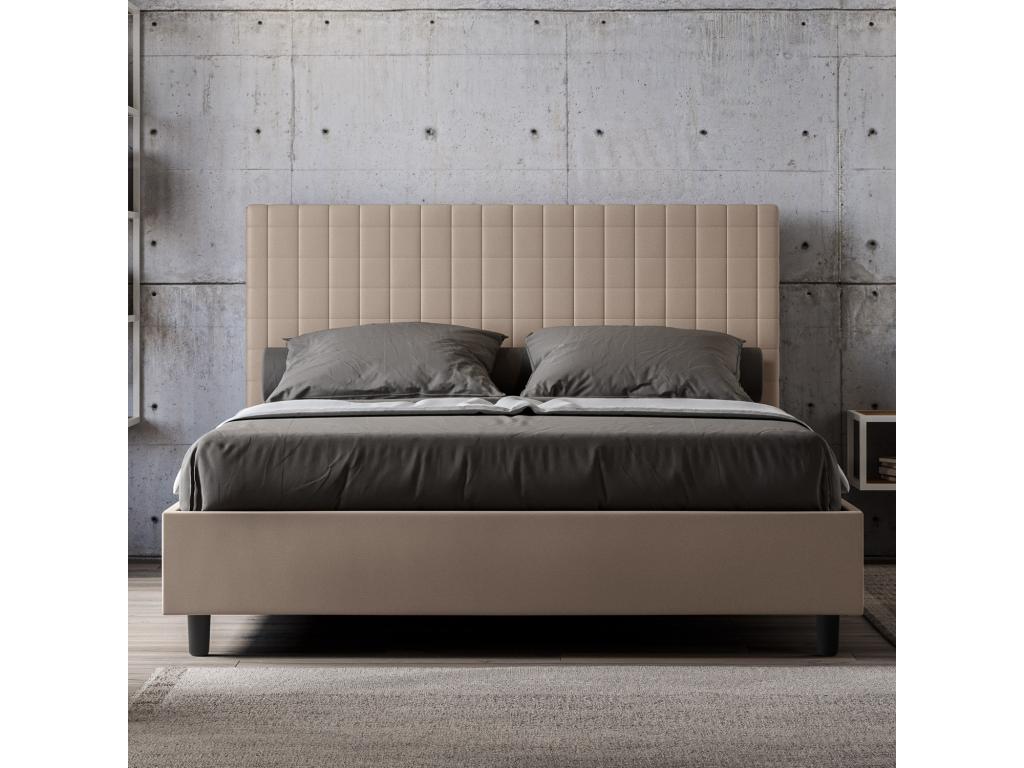 Nidchicshop 160x210cm Upholstered Double Storage Bed in Dove Grey Faux Leather 73027FMFQ