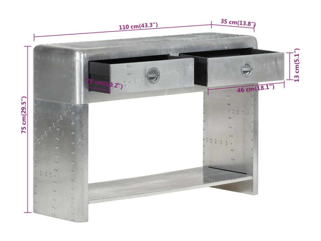 Aviation-style sideboard 110x35x75 cm Metal 72843JVRC