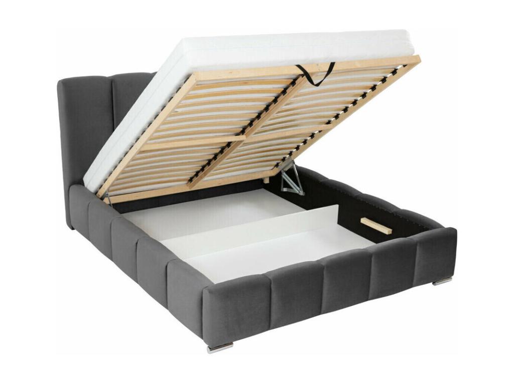 Bohometop 106 Double Black Bed 180x200 Upholstered Slatted Base 200x222x112cm 08942HEWY