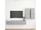 4-Piece TV Unit Set, Concrete Grey, Chipboard 25601FSEH