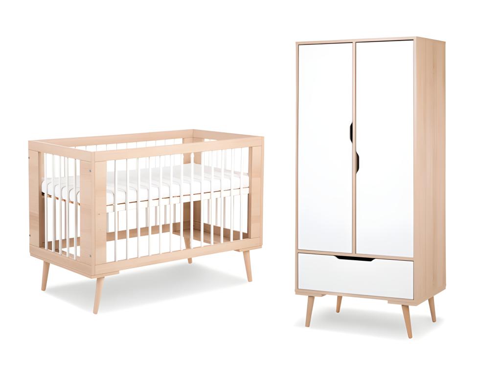 Nidchicshop Baby Cot and Wardrobe by Nidchicshop Beech and White 03539UNFO