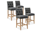 Set of 4 Bohometop wooden bar stools with grey fabric upholstery - H65cm 80591NFFK