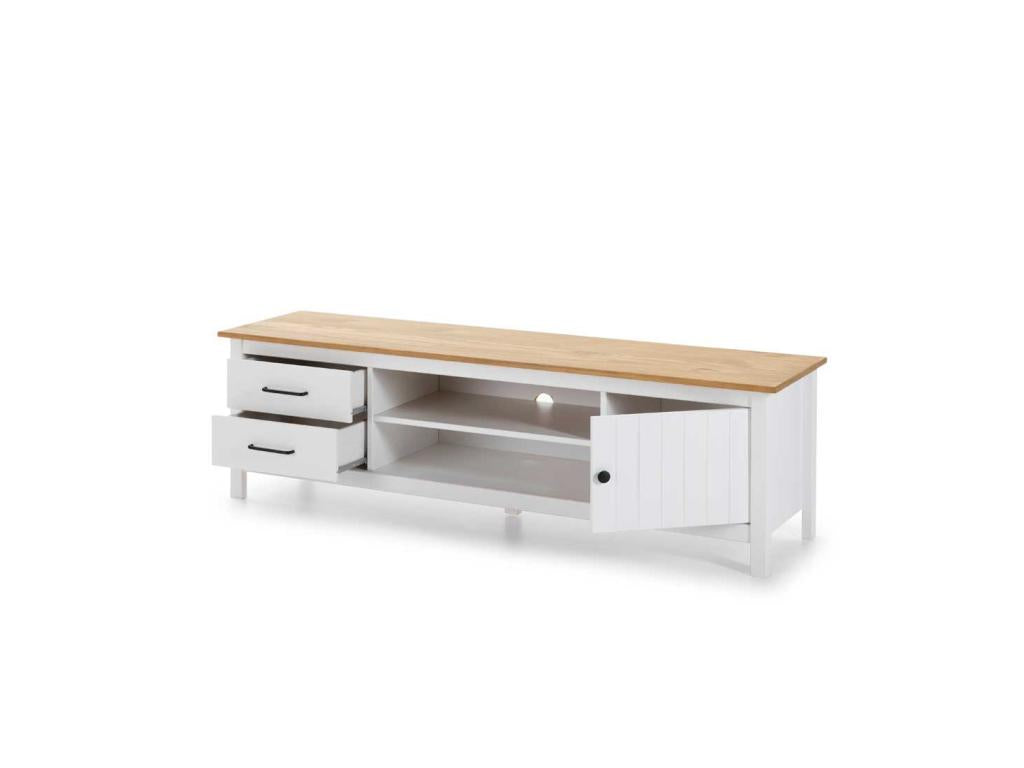 Bohometop 28395WCVP TV Stand with 1 Door and 2 Drawers, Wood/White