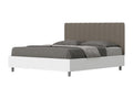 Nidchicshop 80087PLQE 160x190 Storage Bed with White Ash Frame and Cappuccino Faux Leather Headboard