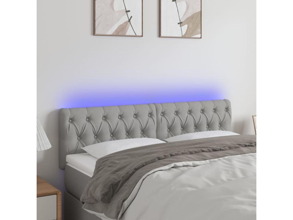 Light Grey LED Headboard 144x7x78/88 cm Fabric 12183KKPS