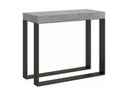 Extendable console table in wood with 2 anthracite steel legs, Elatra 90x40-196 or 90x40-300 - Cement Grey - 4-leg support - 5 slim extensions 96137CPKS