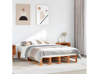 Bed frame without mattress, brown wax finish, 120x190cm, solid pine wood, 20123YUPS