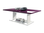 Coffee Table in White with High Gloss Mulberry Top 40x120x70 93911OGJP