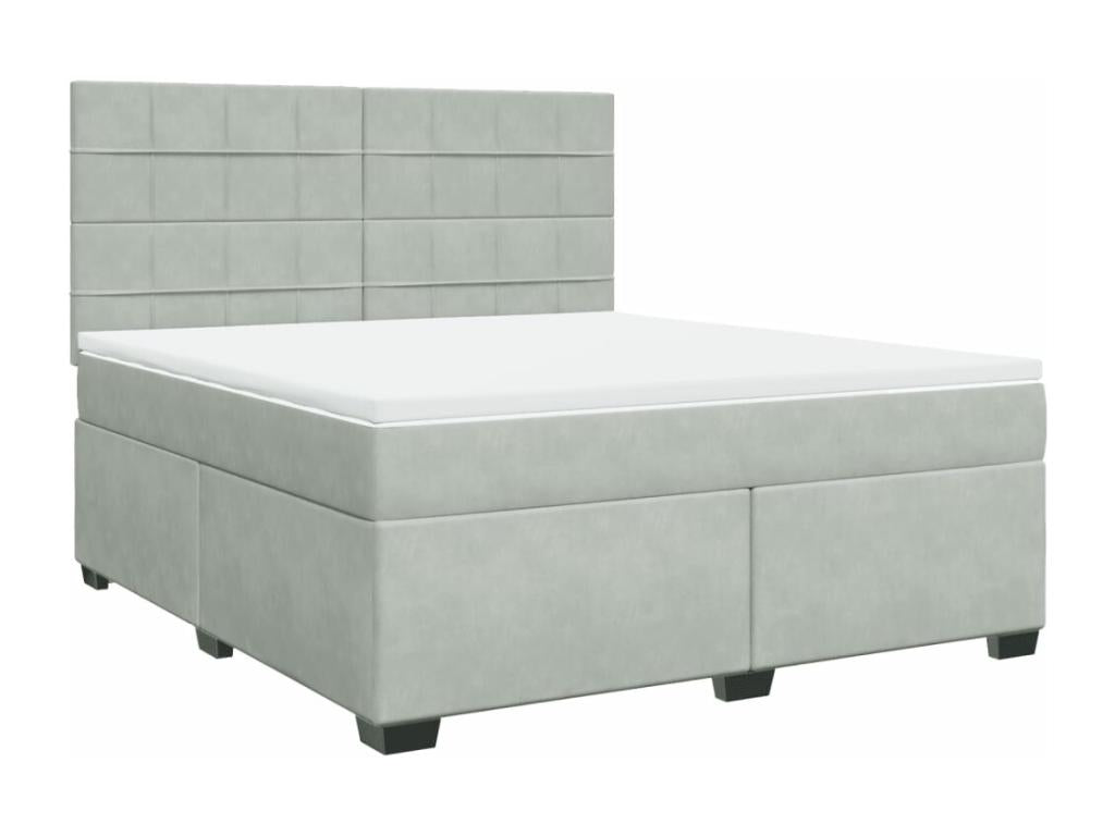 Nidchicshop bed base and mattress, light grey, 180x200cm, velvet, 48028XJQC