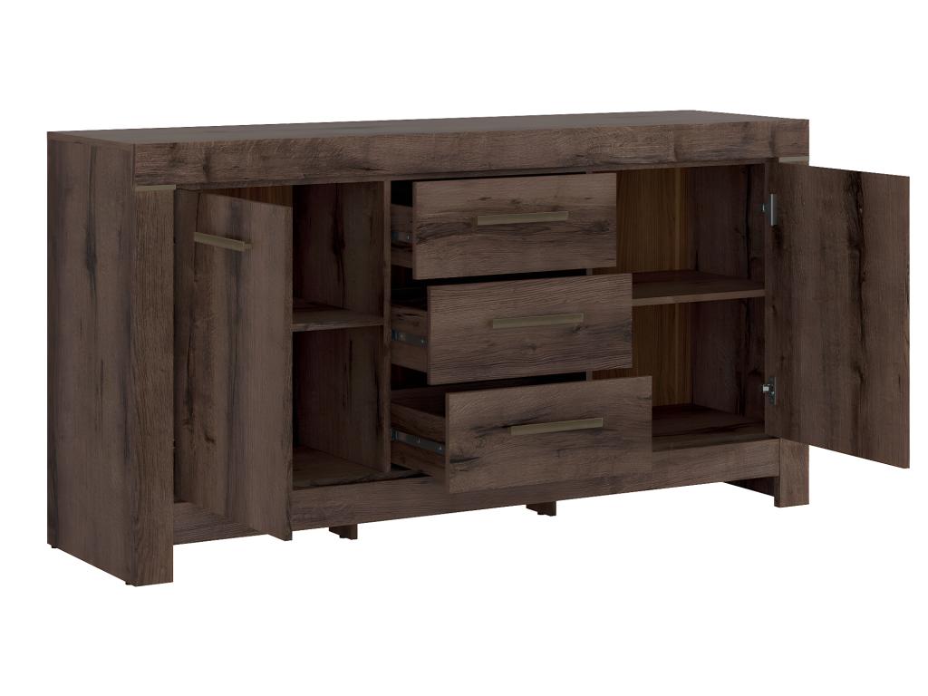 Bohometop 2-Door 3-Drawer Sideboard, Dark Wood 04524KBGP