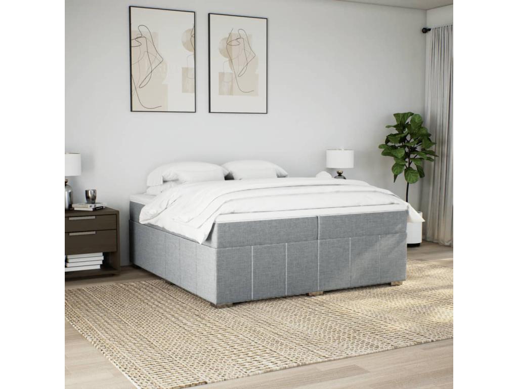 Bohometop bed base with mattress, light grey, 200x200cm, fabric, 25064OCIL