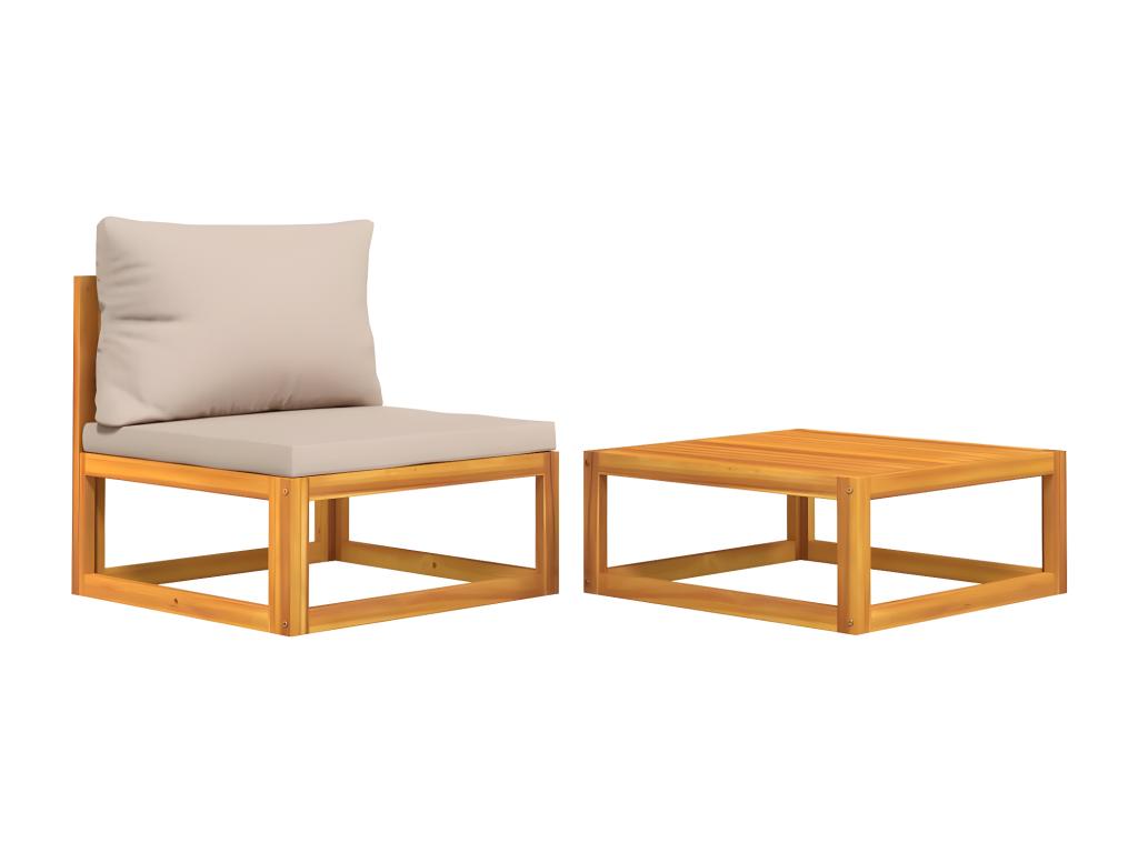 Bohometop 15401EGTI 2-Piece Solid Wood Garden Furniture Set with Cushions